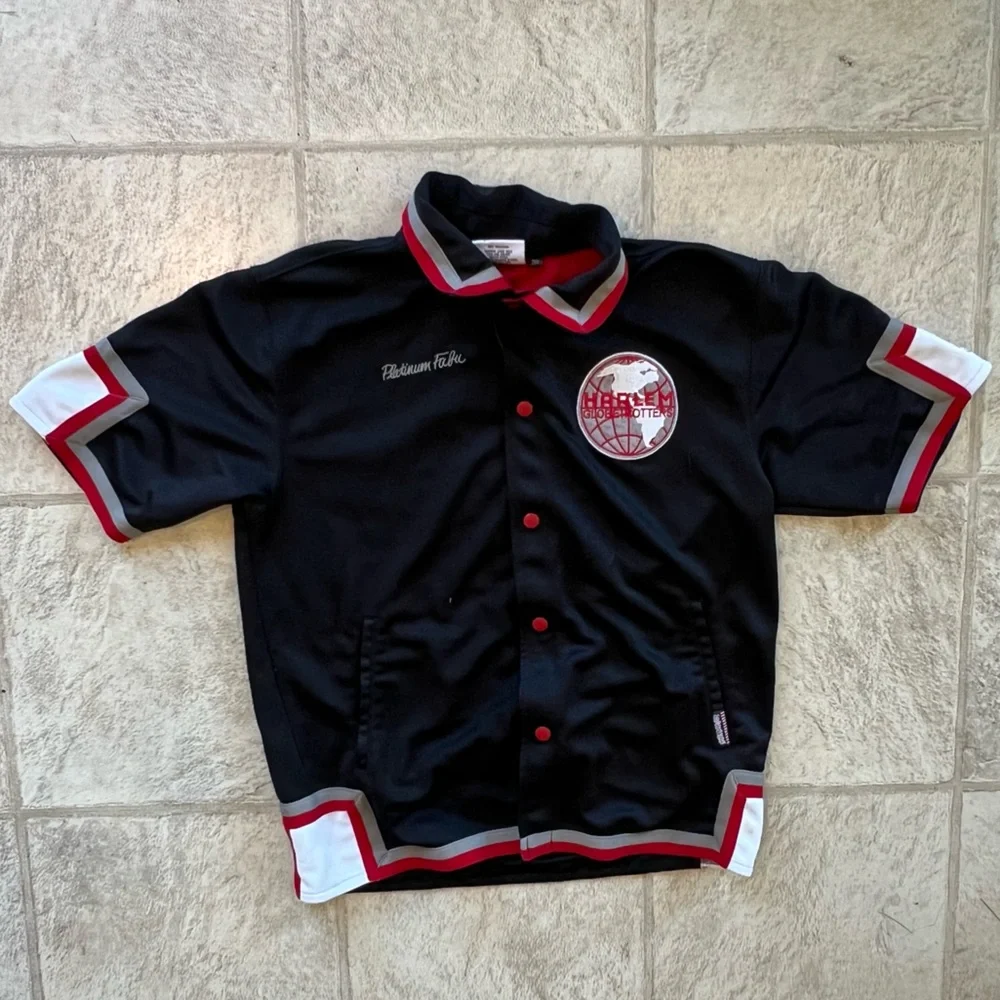 Vintage PlatinumFUBU Harlem Globetrotters JerseyYouthL 16/18 BlackRedEmbroidered